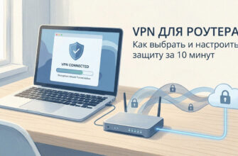 Иллюстрация процесса выбора и быстрой настройки VPN на домашнем роутере
